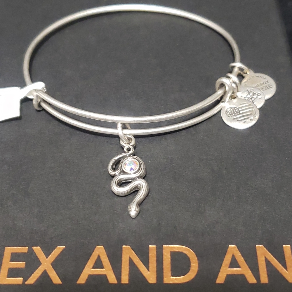 NWT Alex & Ani Rafaelian Silver Snake & Swarovski Crystal 2017 - Picture 5 of 13